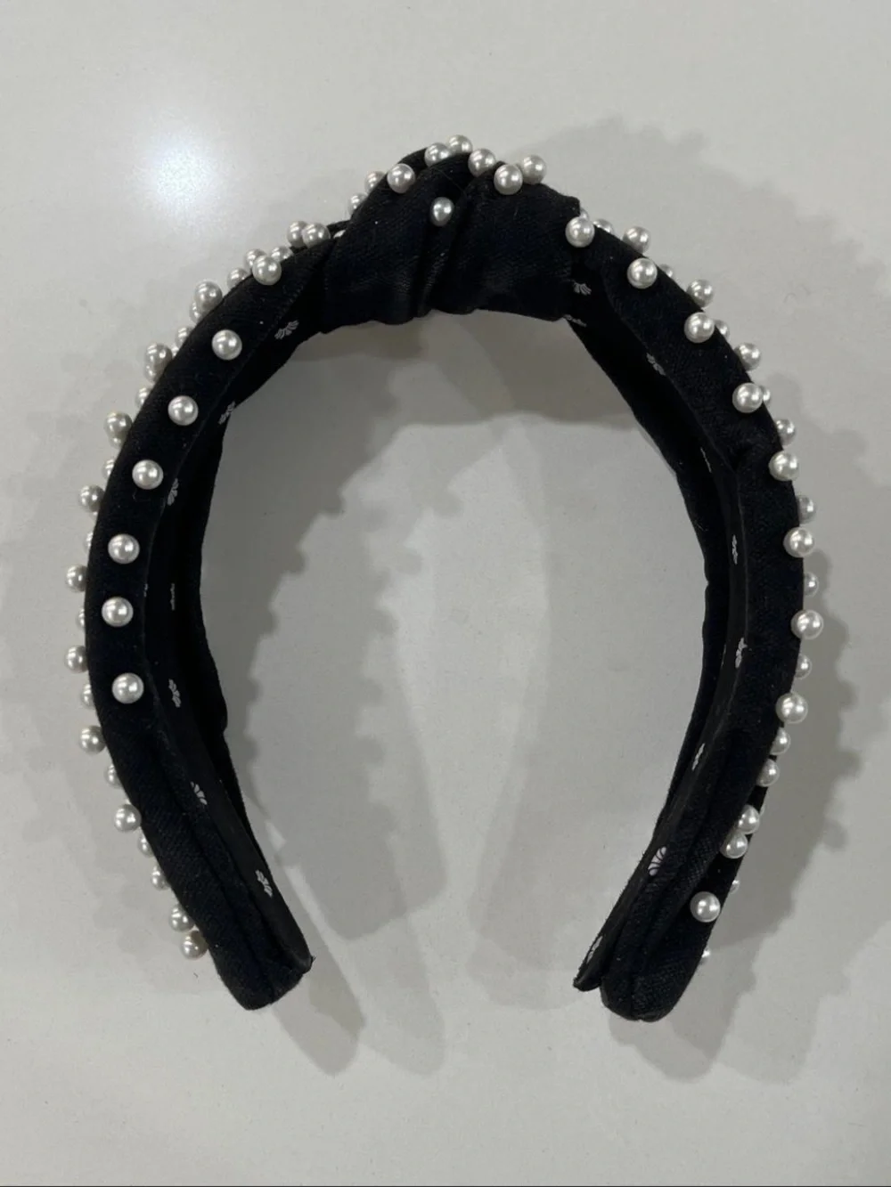 Lele Sadoughi Black Pearl-Studded Padded Headband